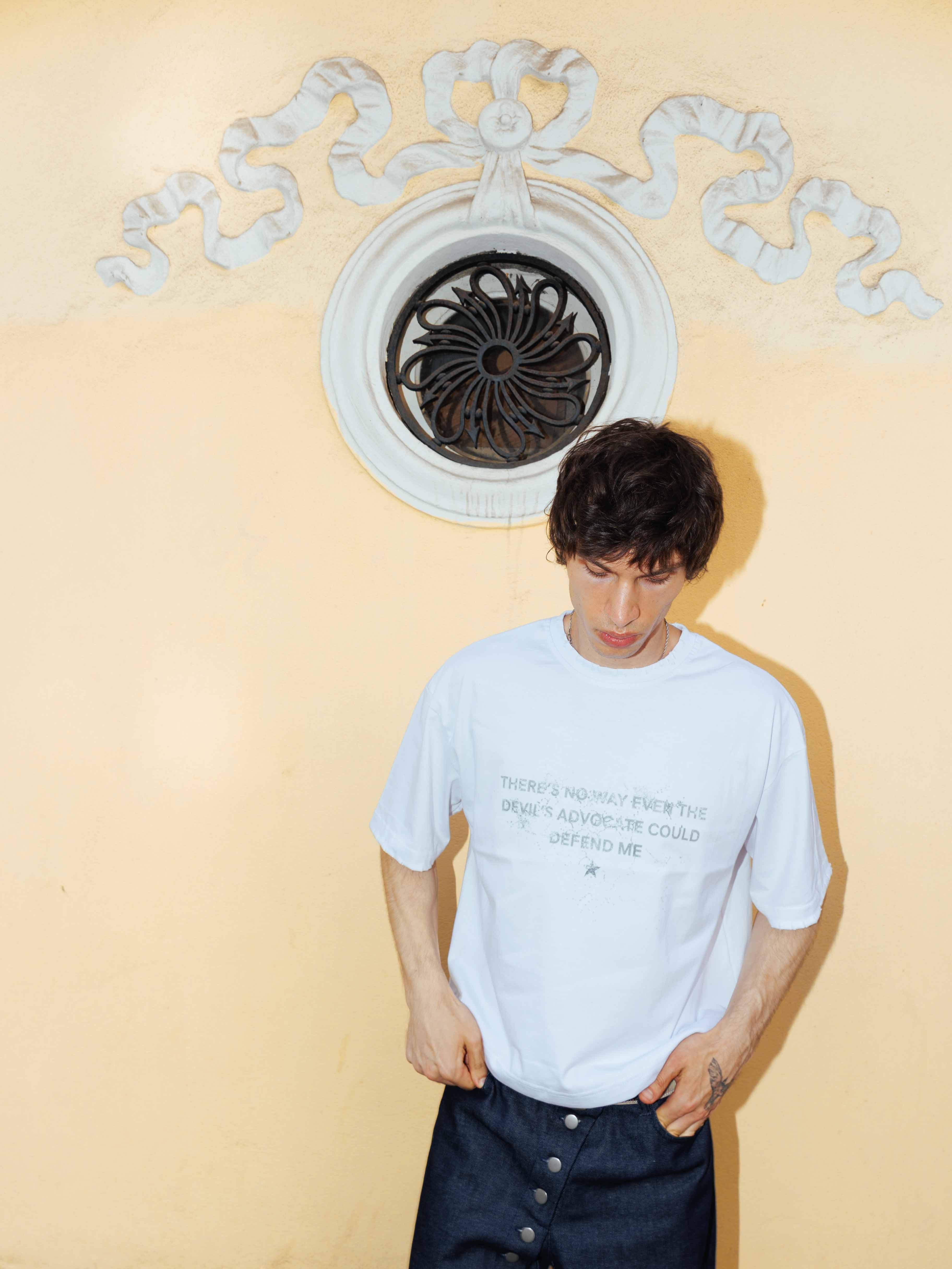White devil’s advocate t-shirt