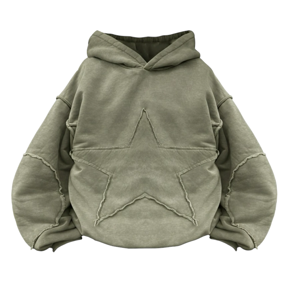 Vintage Washed Star Matcha Hoodie