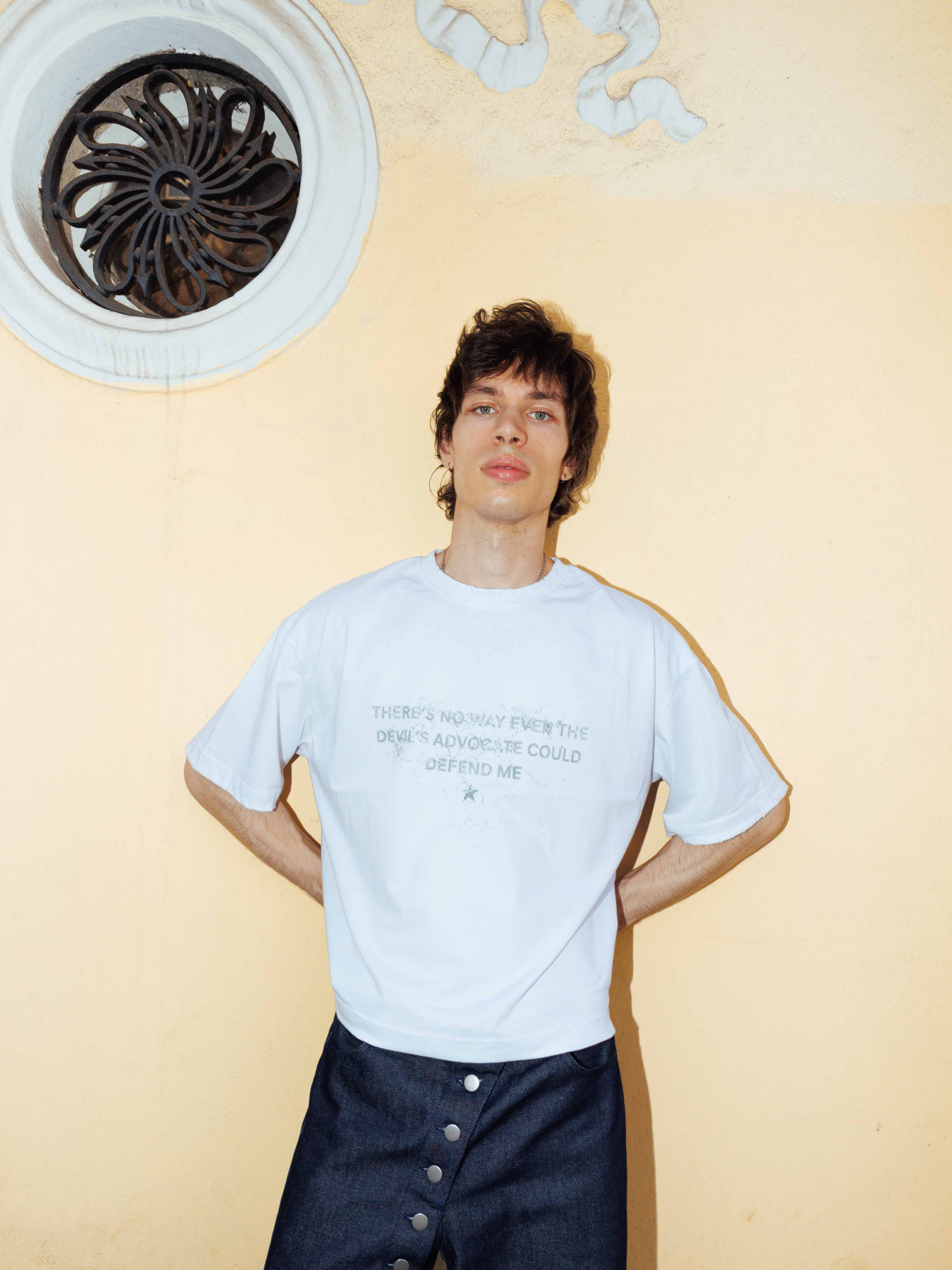 White devil’s advocate t-shirt
