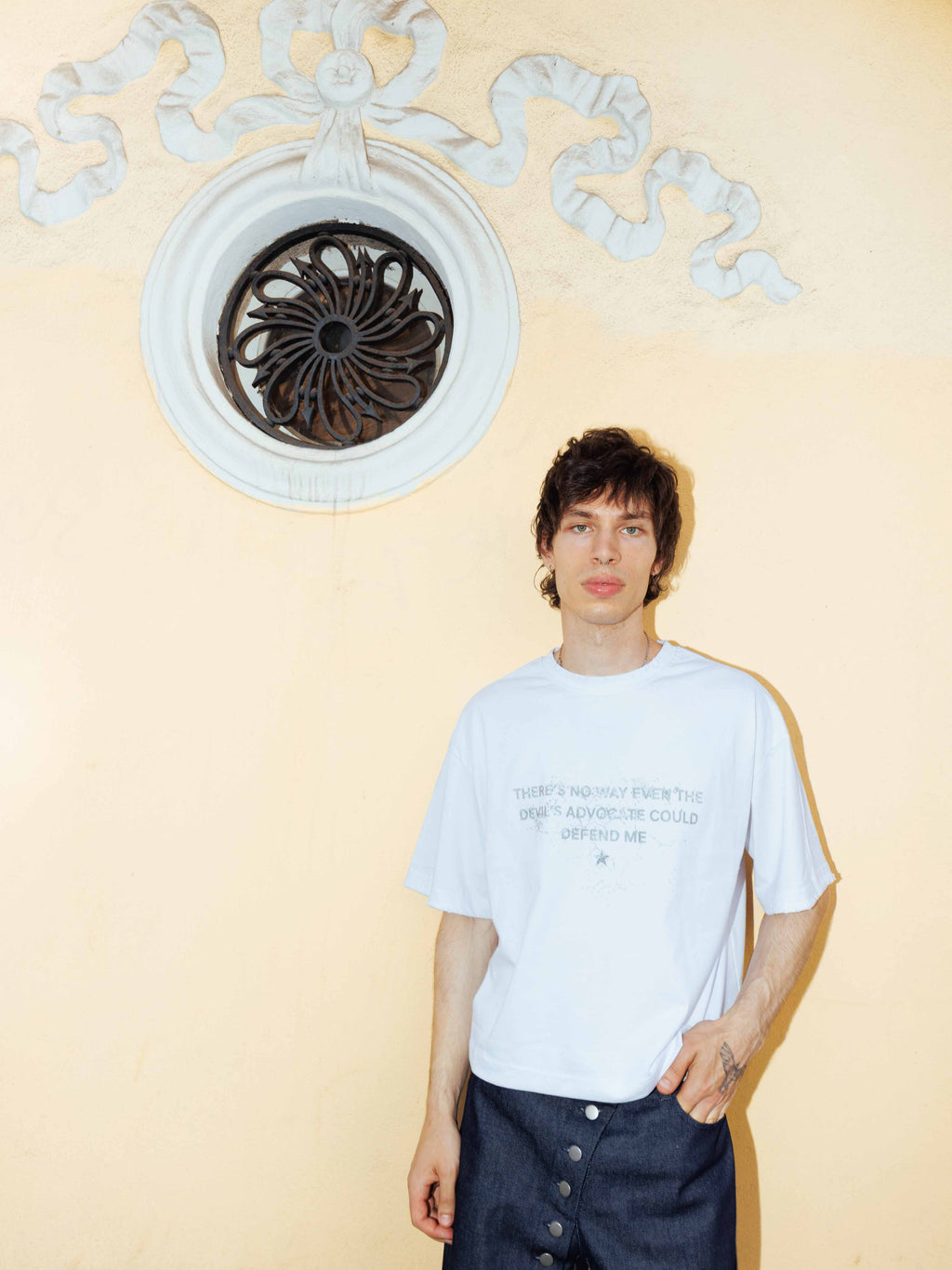 White devil’s advocate t-shirt