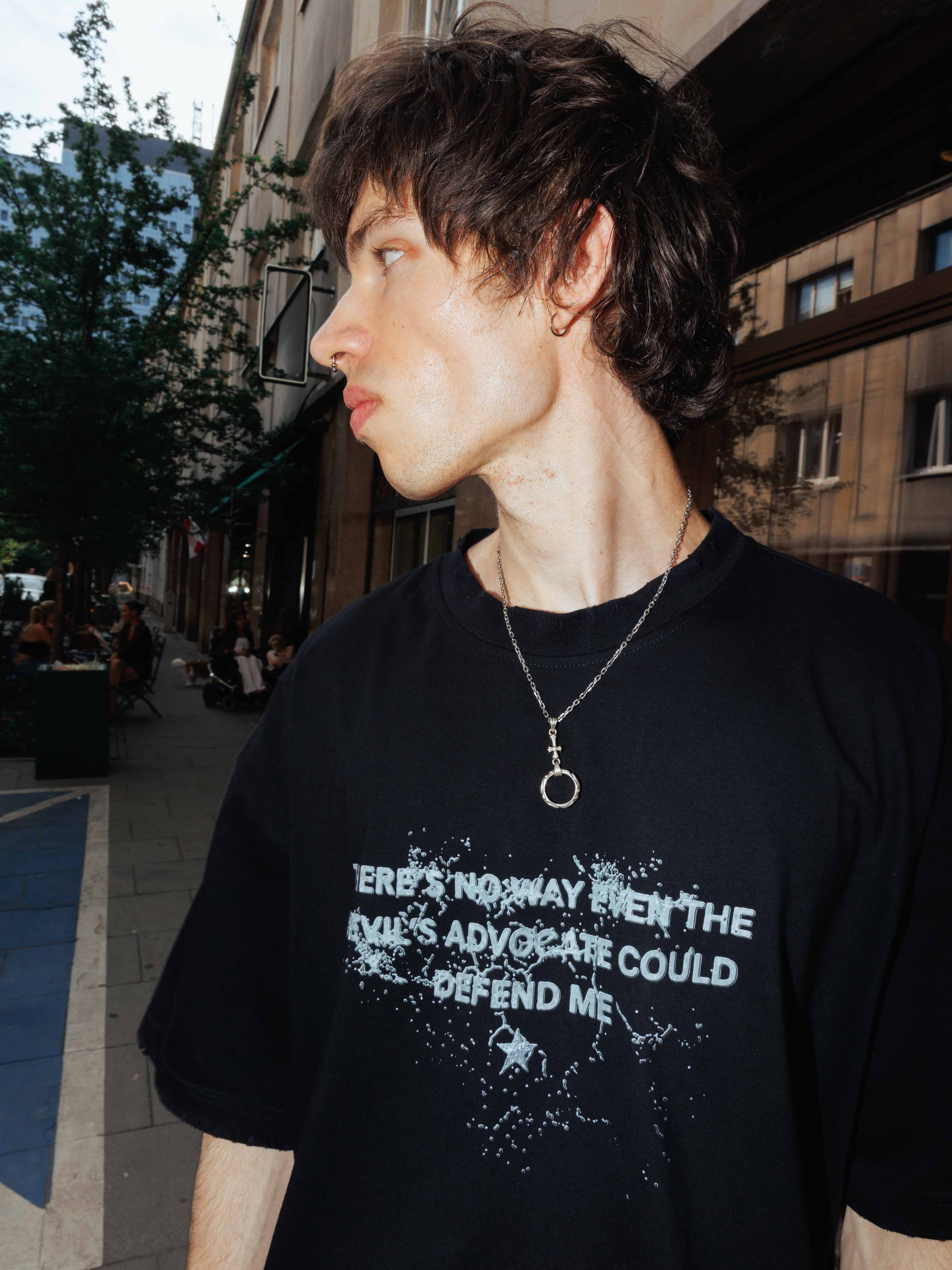 Black devil’s advocate t-shirt