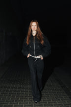 Black raw jeans