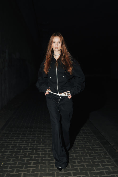 Black raw jeans