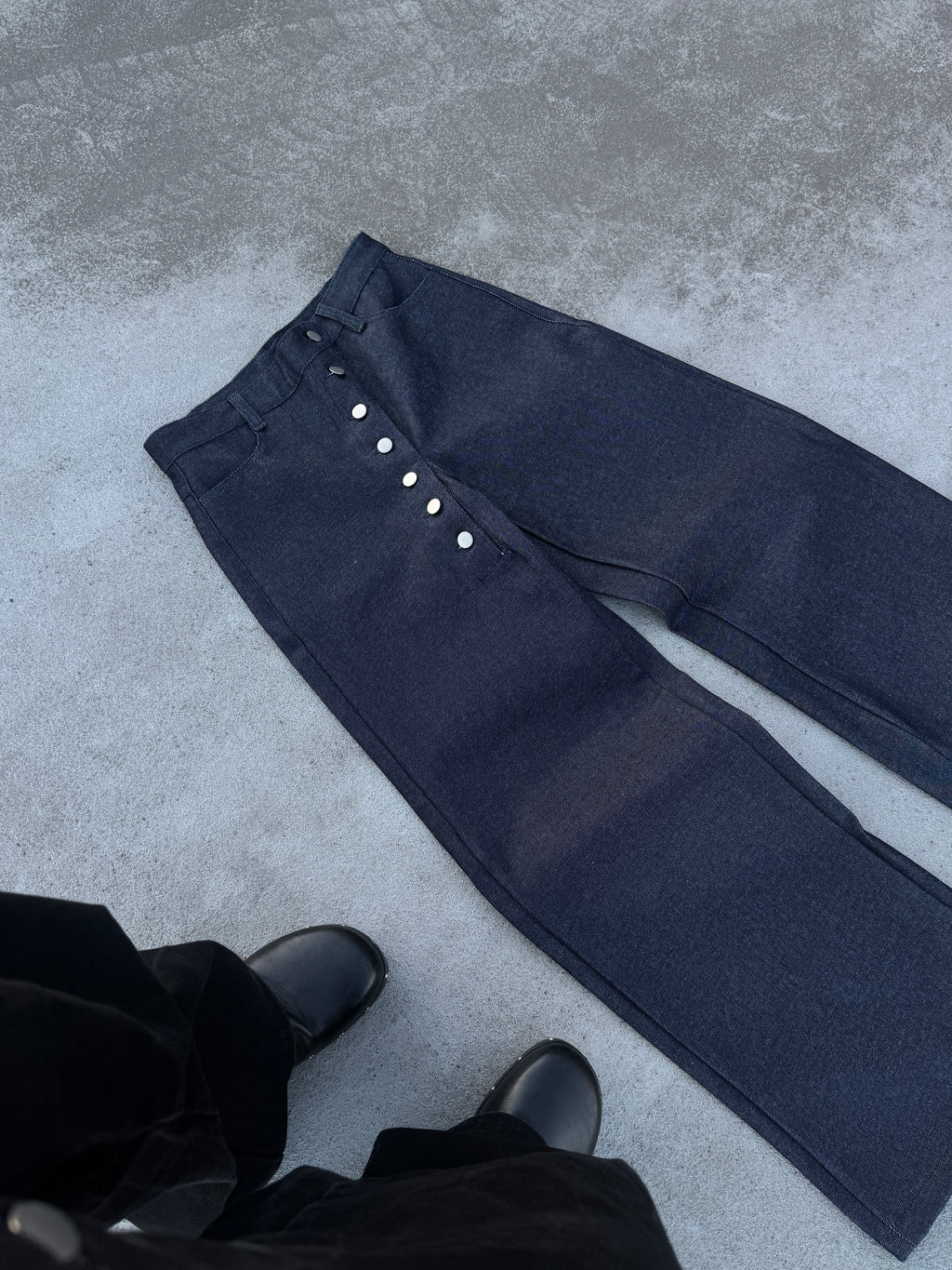 Blue raw jeans