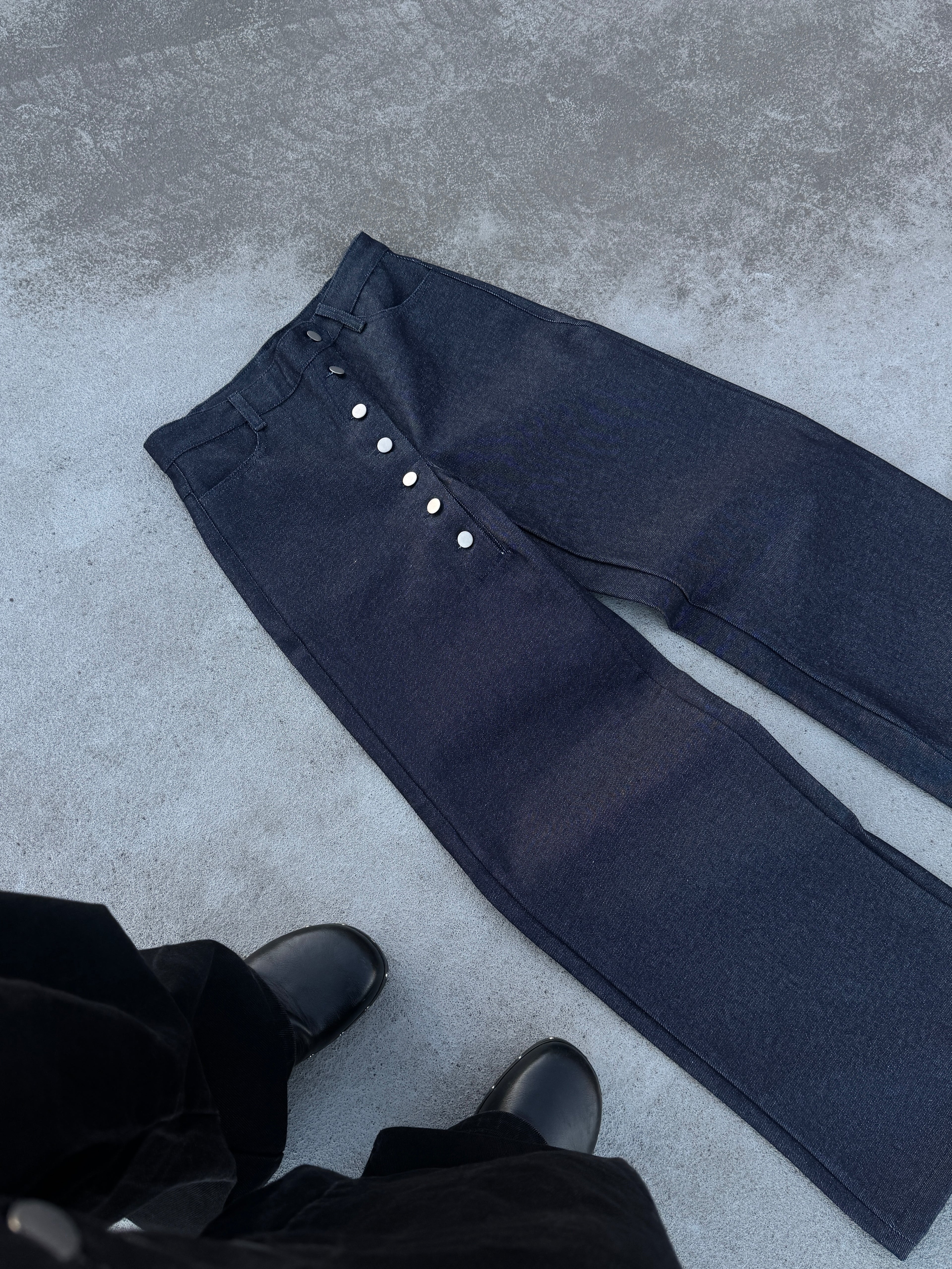Blue raw jeans