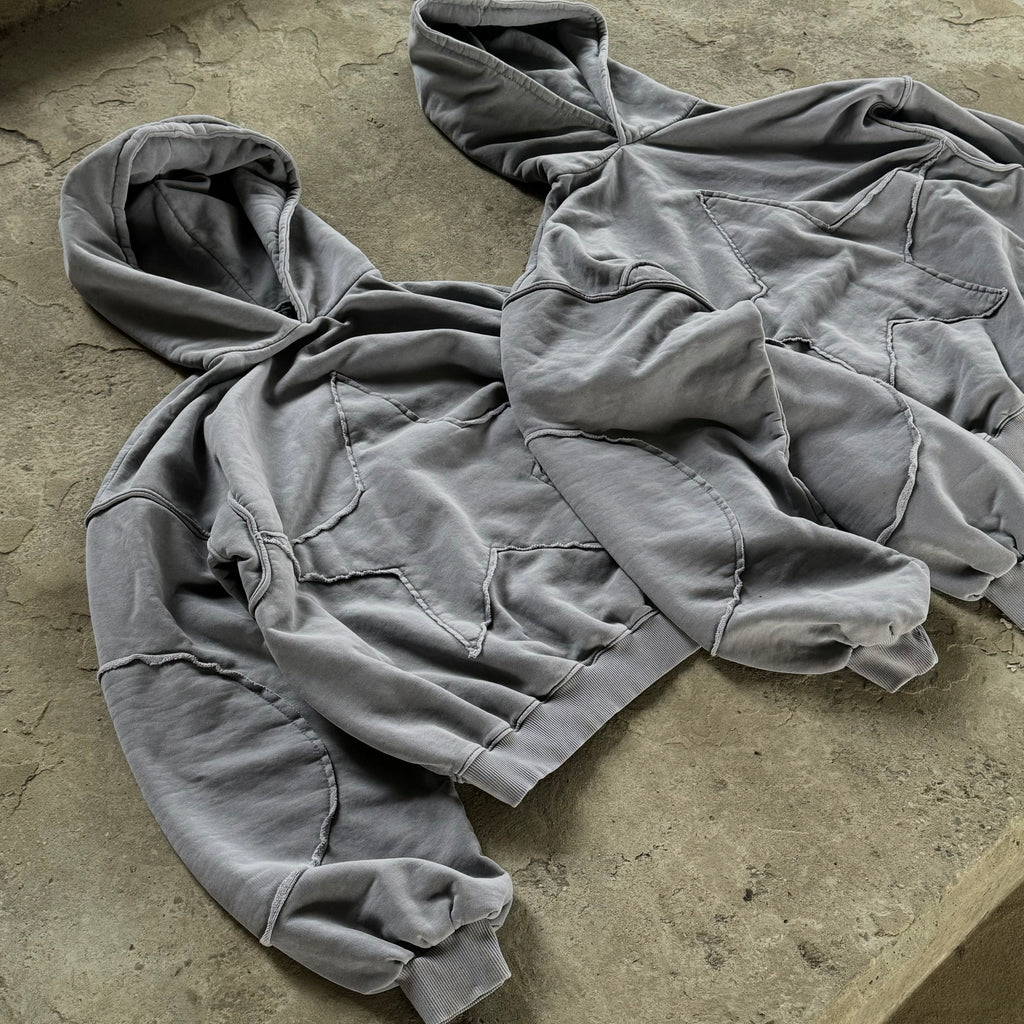 Vintage Washed Star Gray Hoodie