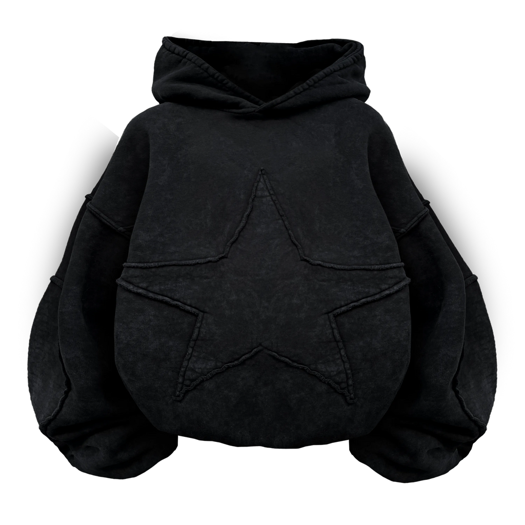 Vintage Washed Star Black Hoodie