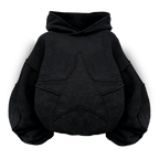 Vintage Washed Star Black Hoodie