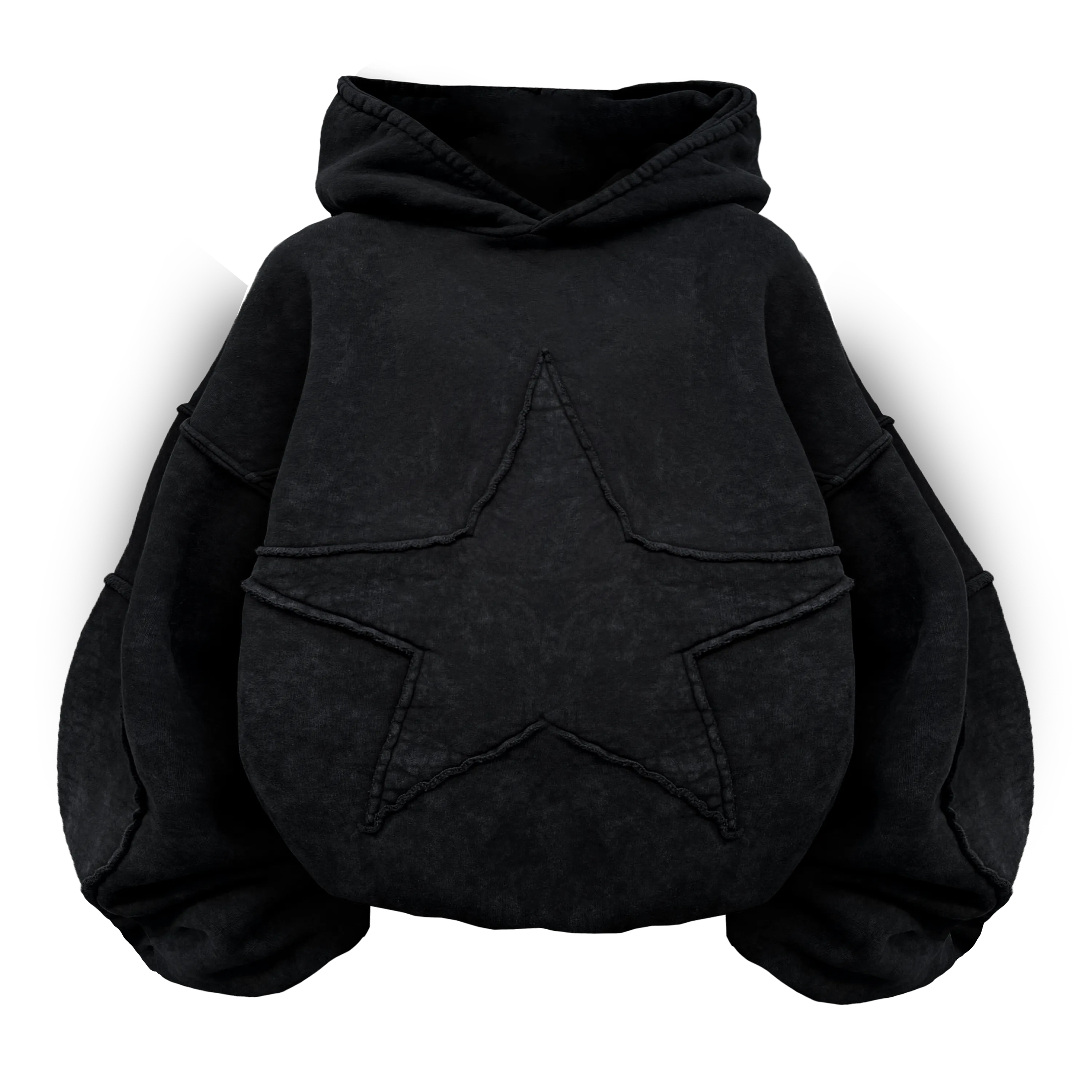 Vintage Washed Star Black Hoodie